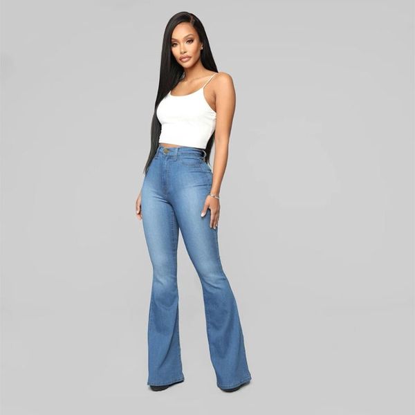 

women's jeans wide leg pant women pocket autumn winter high waist straight denim button trouser fall 2021 casual street clothes, Blue