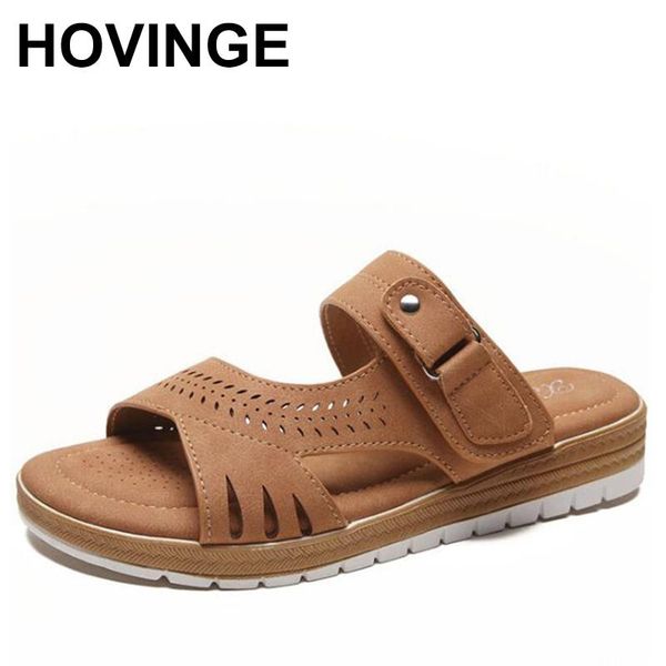 

slippers hovinge women bohemia flat sandals summer fashion leisure breathable beach shoes non-slip sandal, Black