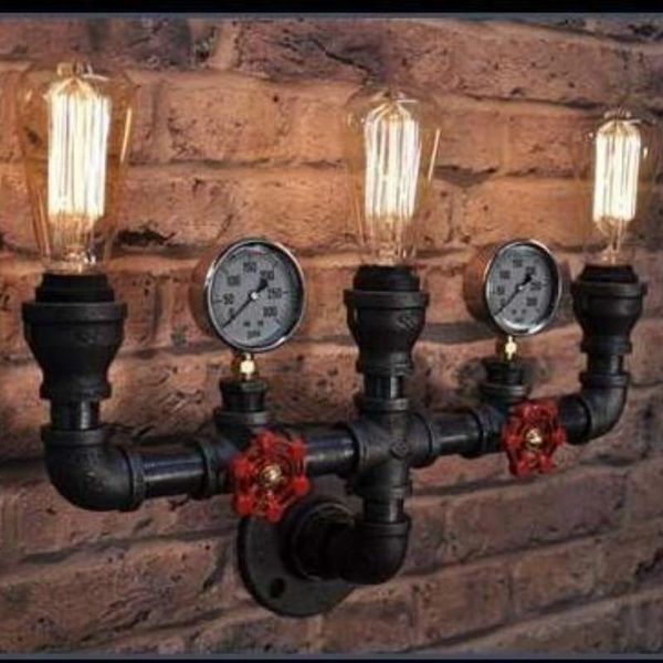 

wall lamp european style retro dining hall lamps creativity bedroom bedside iron water pipe sconce light fixture