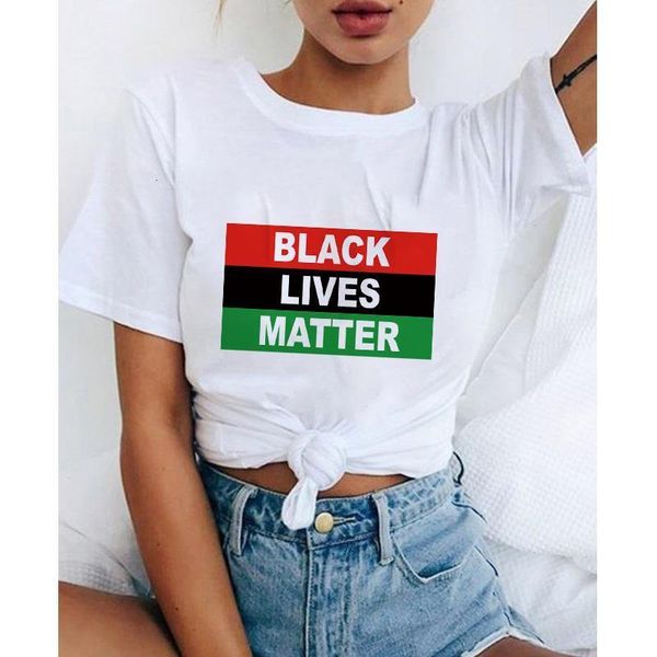 

fashion new t shirts women tshirts plus size black lives matter letter printed summer short-sleeved casual femme tee, White