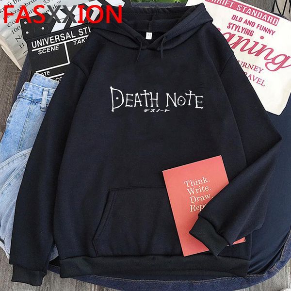 

men's hoodies & sweatshirts japanese anime death note misa amane funny men aesthetic shinigami ryuk graphic manga sweatshirt streetwear, Black