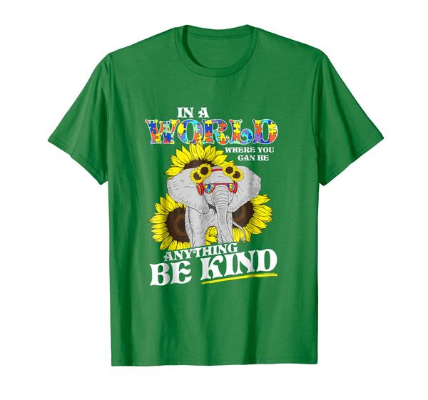 

in a world be kind autism elephant sunflower t shirt gift, White;black