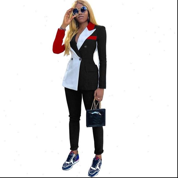 

casual two piece blazer suit set women clothes long sleeve pants elegant 2 piece set women outfits office suit, Gray