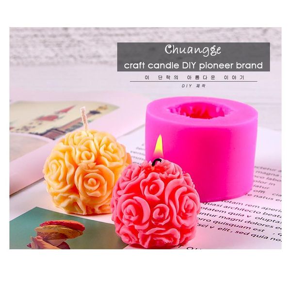

chuangge handmade candles diy sile mold 3d rose ball aromatherapy wax gypsum mould form candles making qyldea