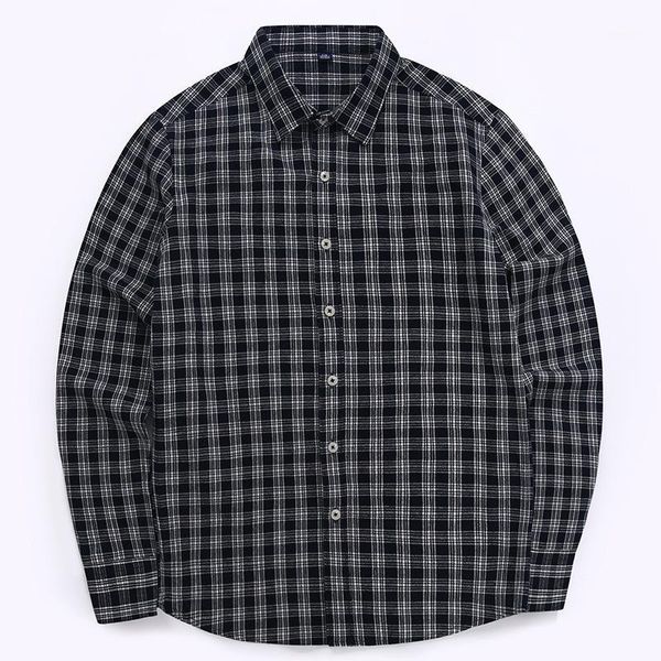 

quality men's 100% cotton casual plaid dress shirts long sleeve button down slim fit comfortable shirt leisure styles shirt1, White;black