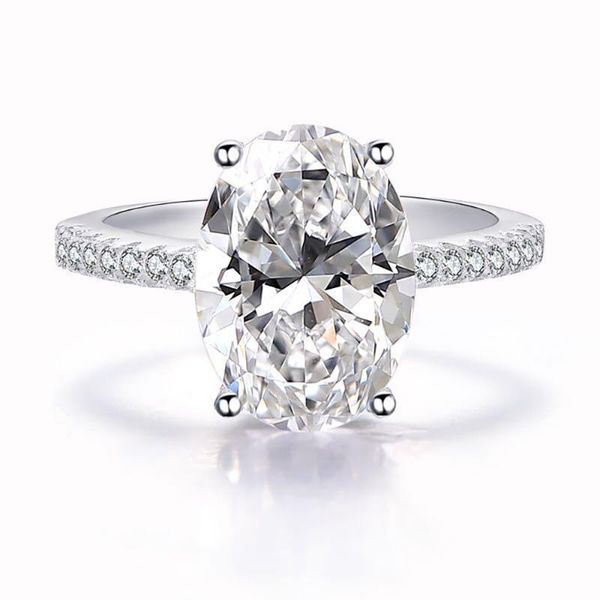 

cluster rings 100% 925 sterling silver 9 ct 9*13mm oval simulate moissanite diamond wedding engagement ring fine jewelry accessories wholesa, Golden;silver