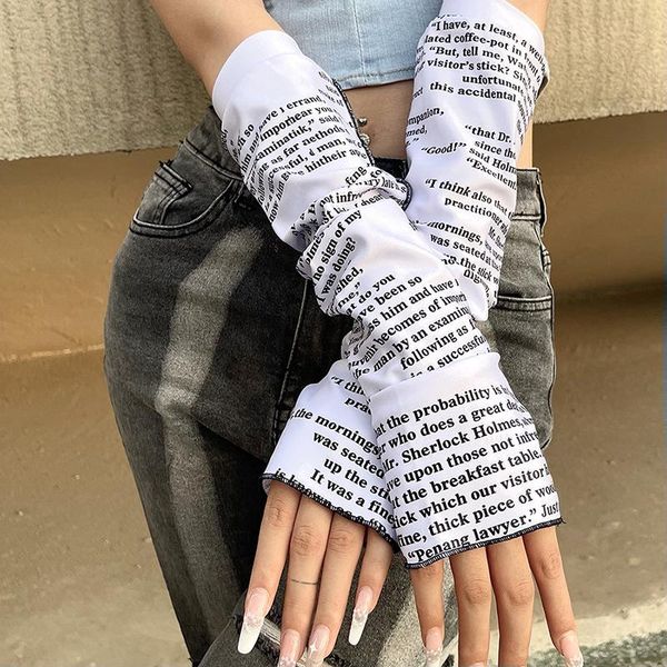 

five fingers gloves 2021 autumn women' fashion style letter print breathable and quick drying oversleeve ladies decorative, Blue;gray