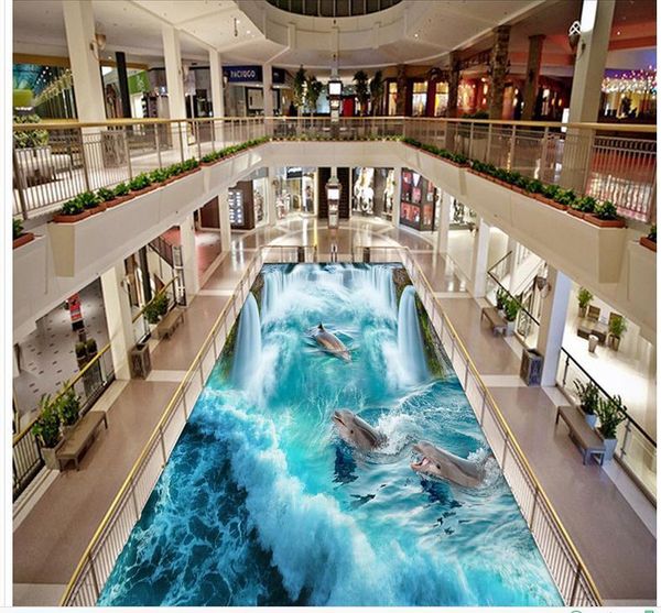 

wallpapers 3d customized wallpaper for bathroom waterproof falls beach floor pvc self-adhesive