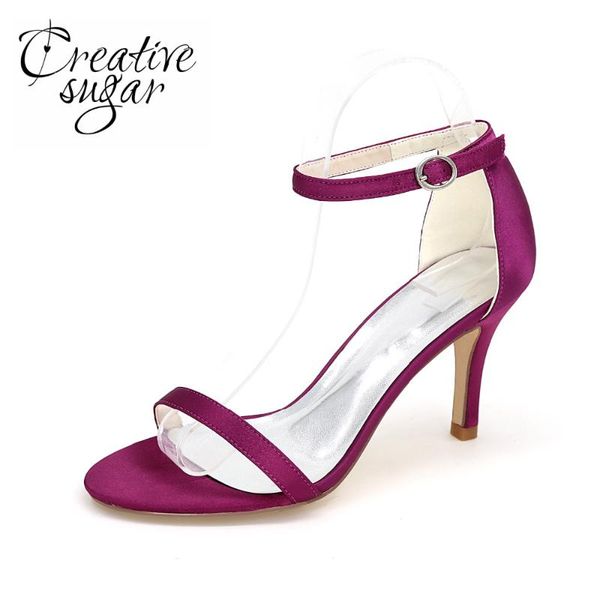 

dress shoes creativesugar concise thin band satin evening fashion show red carpet high heels lady pumps purple silver white, Black
