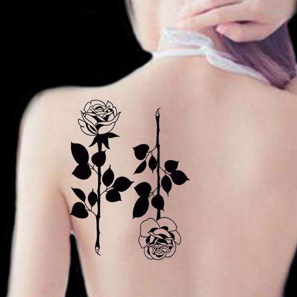 

tattoo paste dark flower arm plain black waterproof female leg flowers sexy