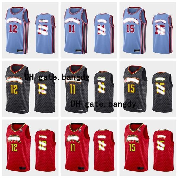 

11 trae young 15 vince carter de'andre hunter atlanta hawks men 2019/2020 swingman basketball jersey, Black;red
