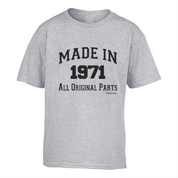 

men's t-shirts 50th birthday gifts made 1971 all original parts t-shirt 100%cotton summer casual short sleeve funny tee shirt men, White;black