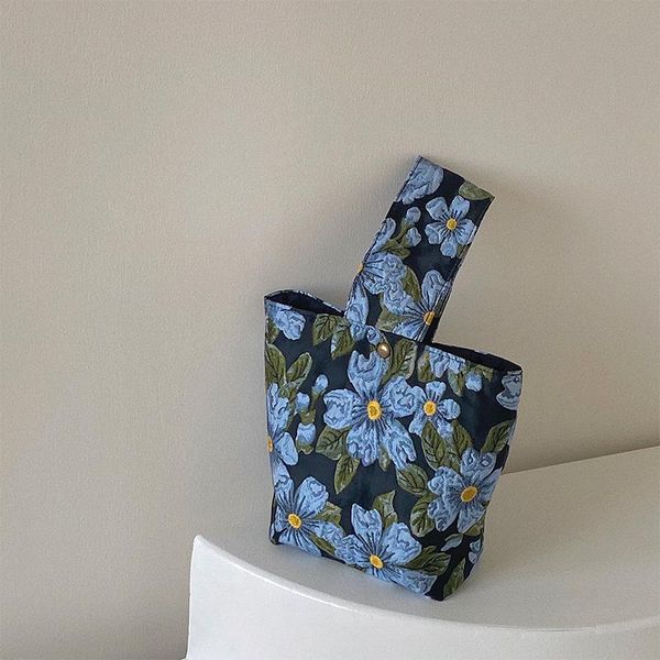 

evening bags 2021 retro blue jacquard small hand bag all-match square cloth