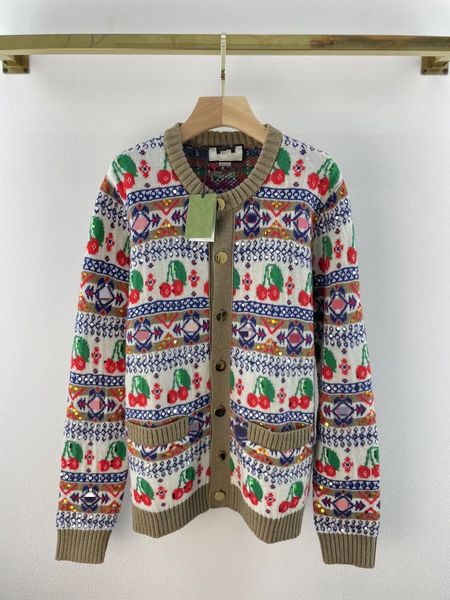 

milan runway sweaters 2022 spring long sleeves o neck women's coats high end jacquard cardigan women designer sweater 0218-3, White;black