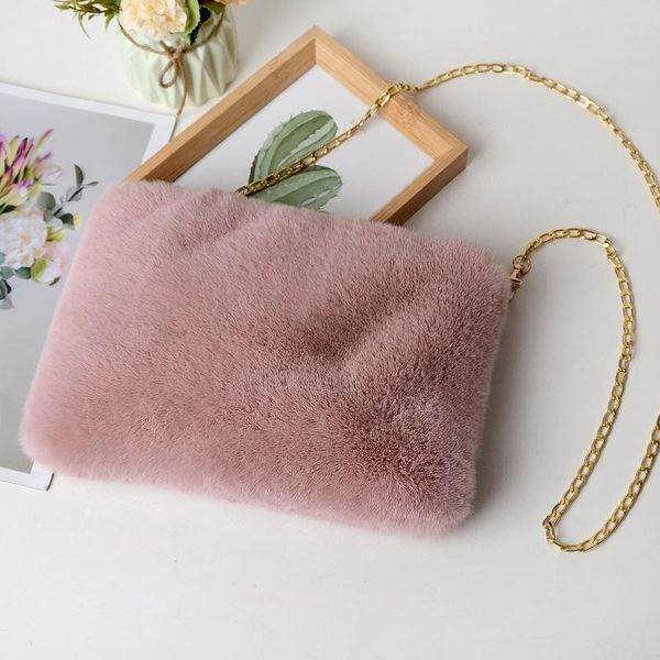 

evening bags ladies one shoulder underarm bag plush handbag soft warm fur