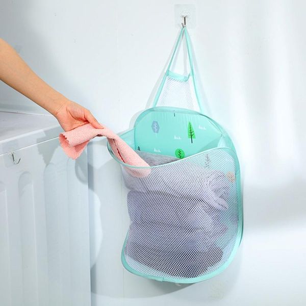 

laundry storage & organization folding mesh bag washing hanging dirty clothes large capacity organizer home ju0247