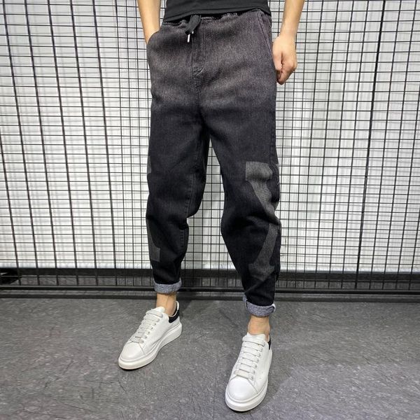 

fall winter men's harem pants casual joggers sweatpants loose hip hop pencil pants elastic waist streetwear trousers plus size, Black