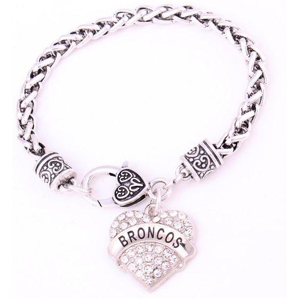 

charm bracelets female bracelet wild feeling broncos written in heart pendant and sparkling white crystals zinc alloy provide drop, Golden;silver