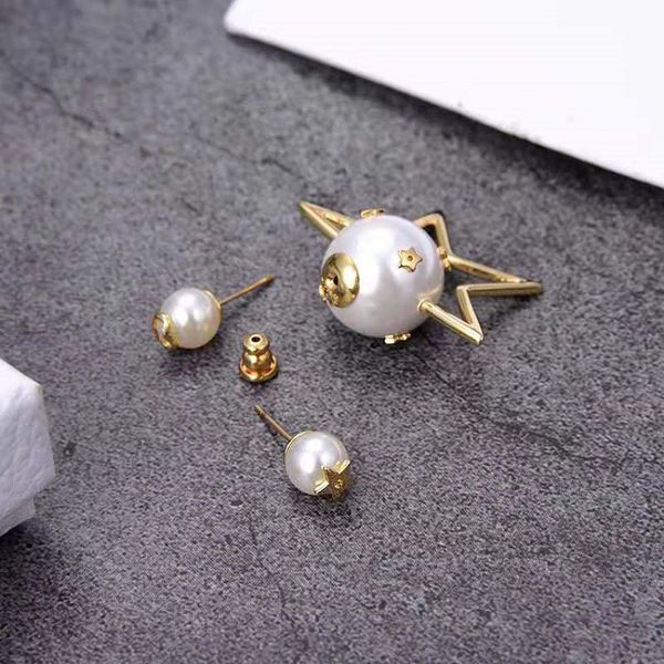 

designer jewelry 2021 star pearl fashion brass 925 silver needle earrings 9scg