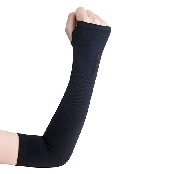 

cool sunscreen women's summer sports thin ice silk men's guard arm sleeve, Black