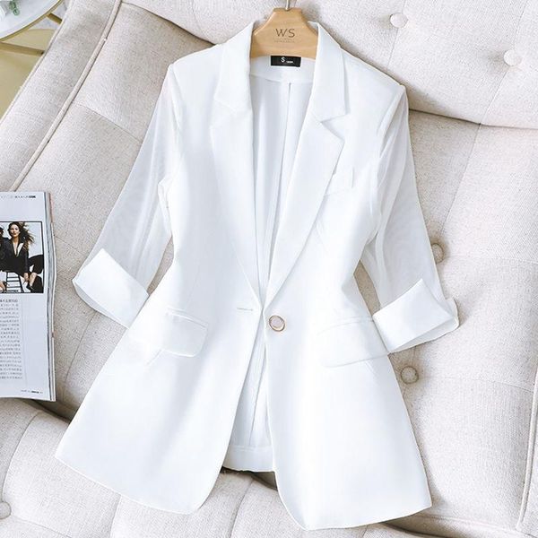 

women's suits & blazers summer suit jacket 2021 fashion temperament slim casual sleeve ol small thin, White;black