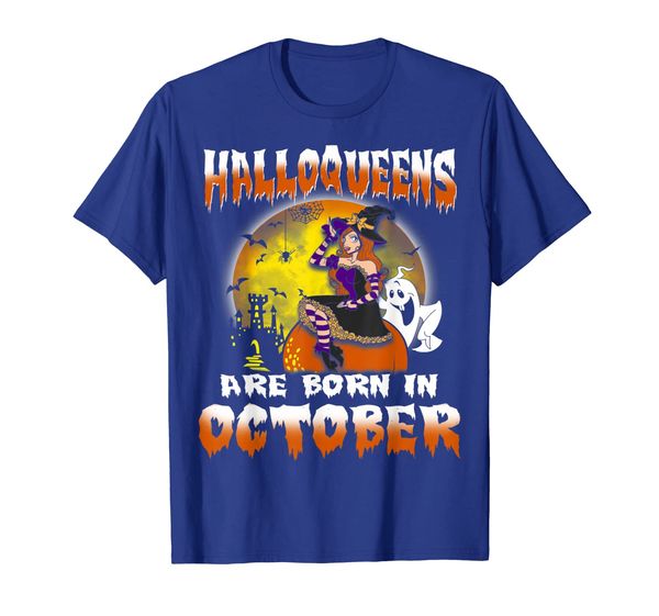 

halloqueens are born in october t-shirt, White;black