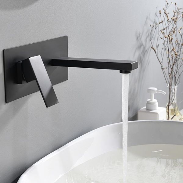 

2021 basin faucet wall mounted mablack water mixer tap brass material