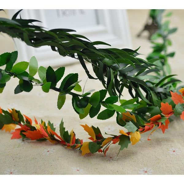 

200cm/lot silk green leaf fake plastic iron rattan christmas wreath decor for home wedding diy garland gifts artificial jllulm