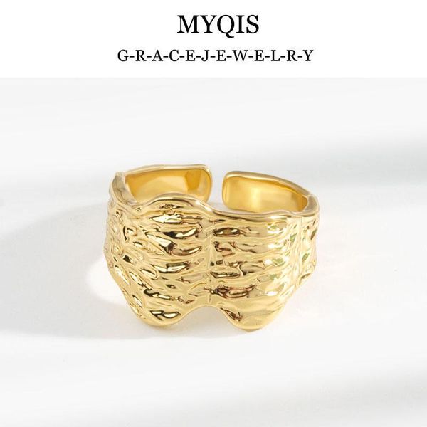 

wedding rings myqis vintage irregular finger ring for women girl 2021 trend aesthatic metallic adjustable open jewelry ringen, Slivery;golden
