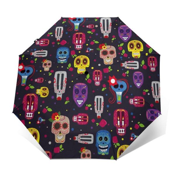 

umbrellas wind resistant folding automatic umbrella women auto mexican dia de muertos windproof rain for men parasol