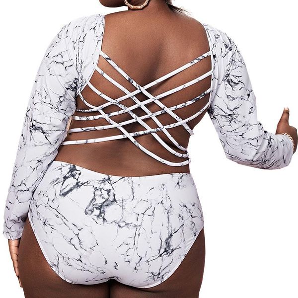 

one-piece suits 2021 long sleeve swimsuit one piece large size printed swimwear women beachwear summer bathing suit 4xl backless