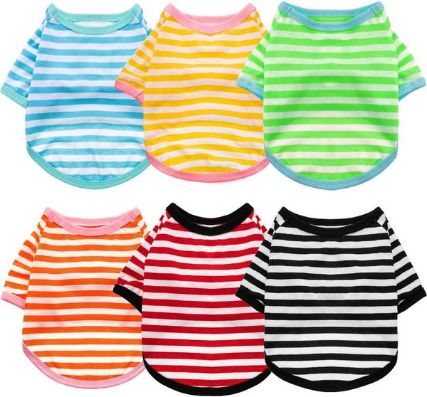 

pet dog striped t-shirt cotton dog shirt breathable pet apparel colorful puppy sweatshirt clothes for small to medium dogs