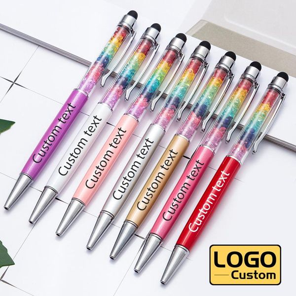 

ballpoint pens multifunctional touch screen pen capacitive crystal shape metal business custom logo wholesale holiday gifts, Blue;orange