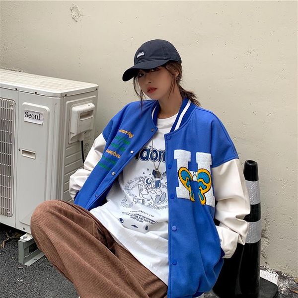

women's jackets baseball jacket men and women hip hop harajuku streetwear letter embroidery casual cotton college bomber clothing ins, Black;brown