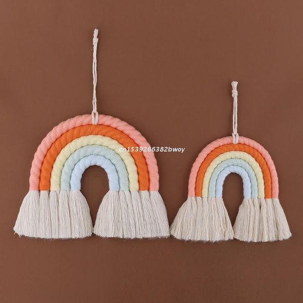 

decorative objects & figurines macrame rainbow wall hanging nordic bohemian tassel cotton rope tapestry home living room bedroom headboard d