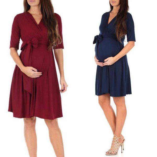 

maternity dresses 1 pcs v-neck breastfeeding dress navy blue xl & for pregnant lace long sleeve nursing red, White