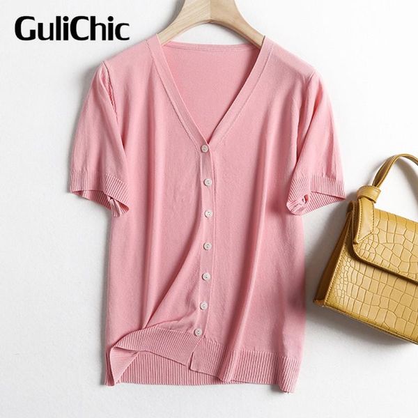 

women's knits & tees 4.13 summer short sleeve v-neck thin knitted cardigan casual sunscreen knitwear, White