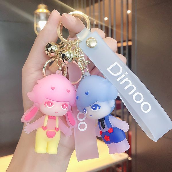 

creative fashion crystal girl cute couple jelly doll a pair of keychain car bag pendant wedding anniversary gift, Silver