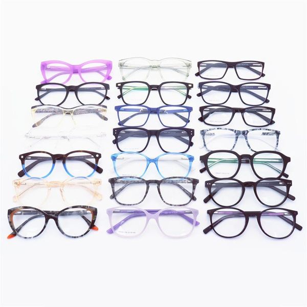 Montature per occhiali da sole alla moda Pronte per la spedizione Dimensioni di fabbrica Acetato colorato a caso Cina Occhiali misti promozionali Occhiali da vista Occhiali da vista Opt
