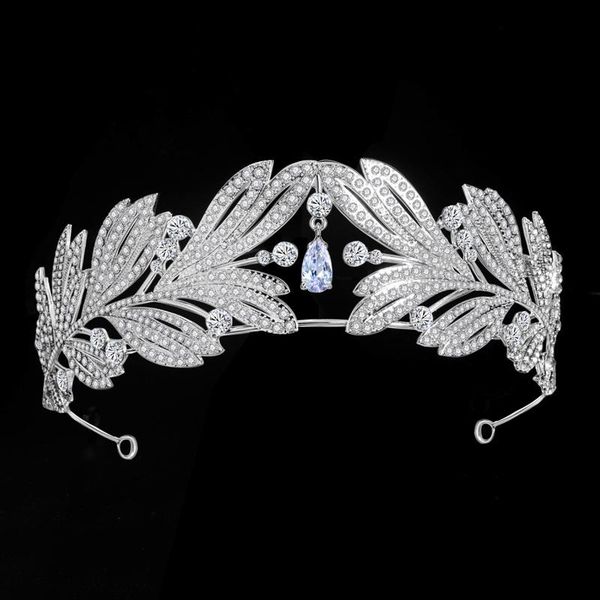 

hair clips & barrettes rhinestone leaf retro alloy crystal bridal tiaras crown big pageant diadem bride hairbands wedding accessories, Golden;silver