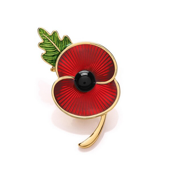 

pins, brooches red enamel poppy flower brooch, Gray