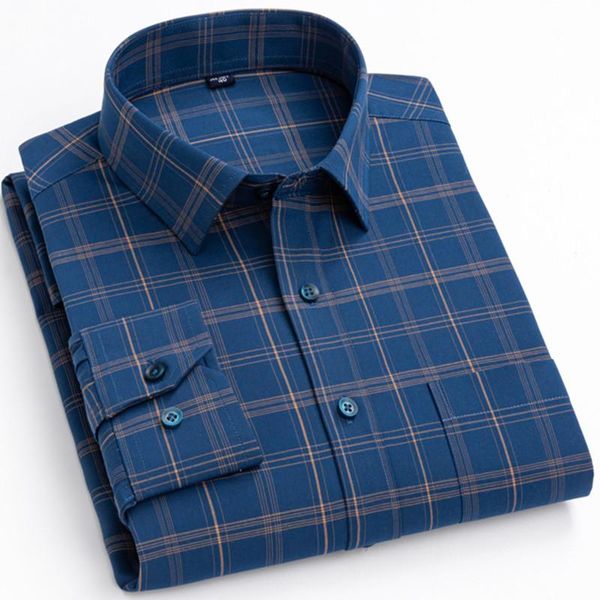 

men's dress shirts plaid bamboo fiber stretchy luxury social soft long sleeve slim fit business non-iron korean style casual male, White;black