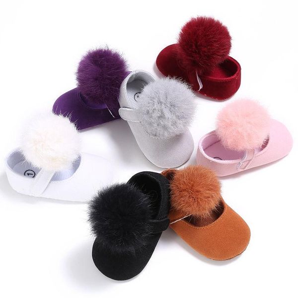

first walkers cute hair ball baby girls shoes infant toddler soft crib 0-18 m