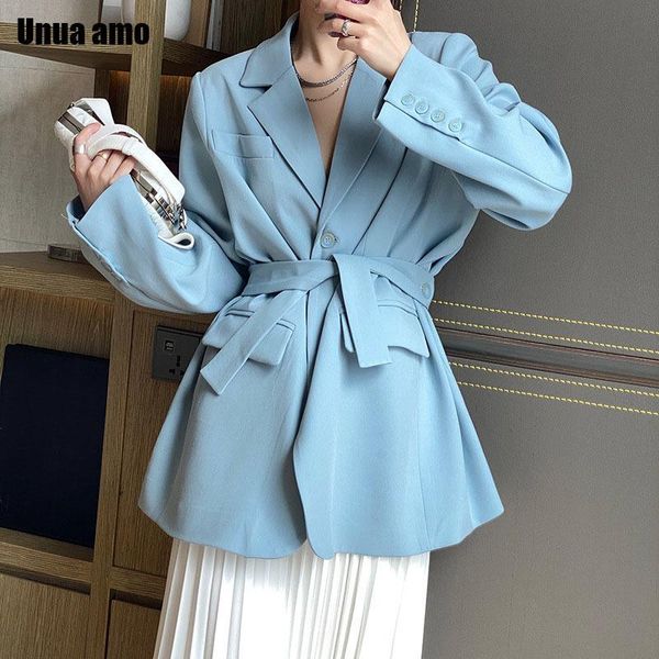 

women's suits & blazers unua amo 2021 spring female causal notched collar long-sleeved blazer coat single breasted loose solid color la, White;black