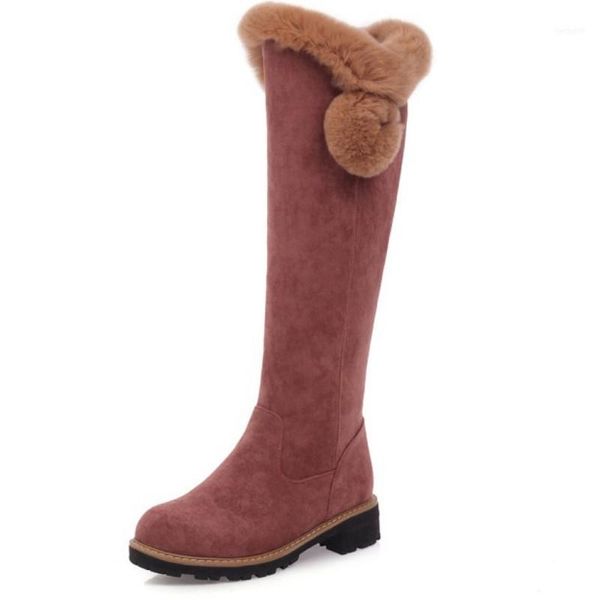 

boots fanyuan women winter warm knee high arrival flats casual office party shoes woman round toe botas size 32-4311, Black