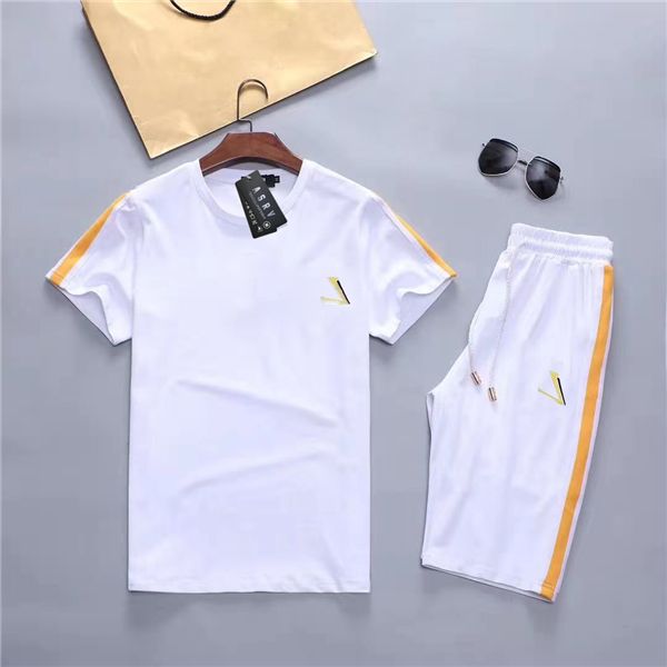 

mens colorblock tracksuits summer sport suits designers casual short sleeve tshirts loose shorts homme 2pcs clothing sets, Gray