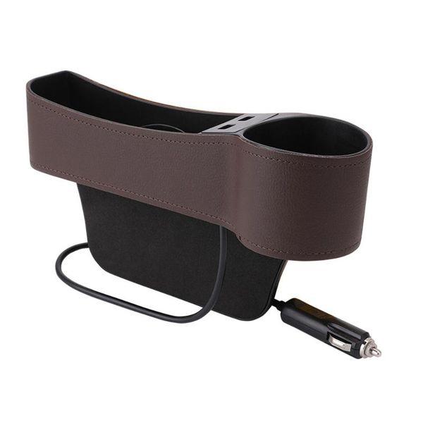 

car organizer console seat filler cup holder accessories auto side slit pocket storage box with dual usb charging ports