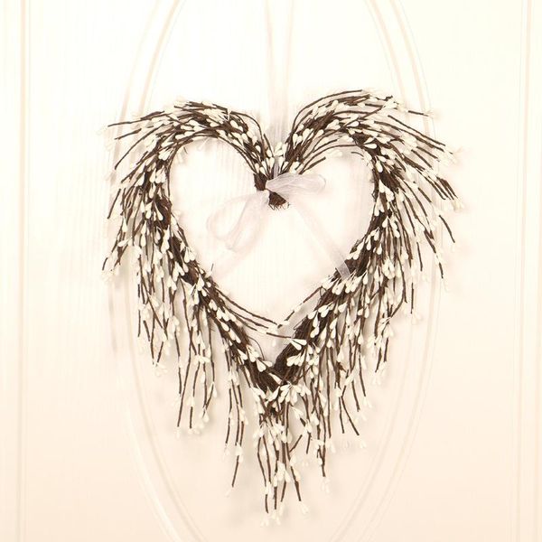 

artificial valentine heart-shaped wreath for front door wall window wedding party farmhouse home decor