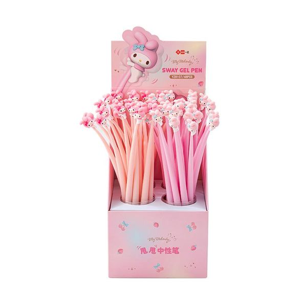 

gel pens 48 pcs/lot kawaii bendable pink pen cute 0.5mm black ink signature promotional gift office school supplies