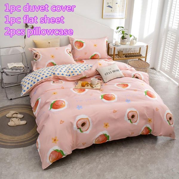 

bedding sets pink peach single full double king duvet cover set bed sheet cute children quilt case cartoon bedclothes